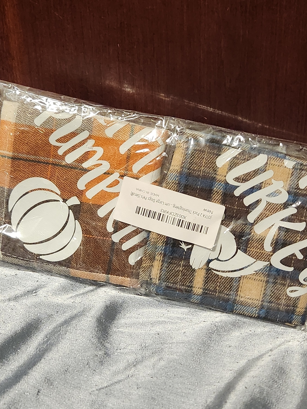 Small Dog 2 Pack Bandana Fall Pumpkin Motif - Brown & Blue NWT